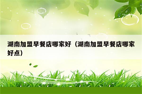 湖南加盟早餐店哪家好（湖南加盟早餐店哪家好点）