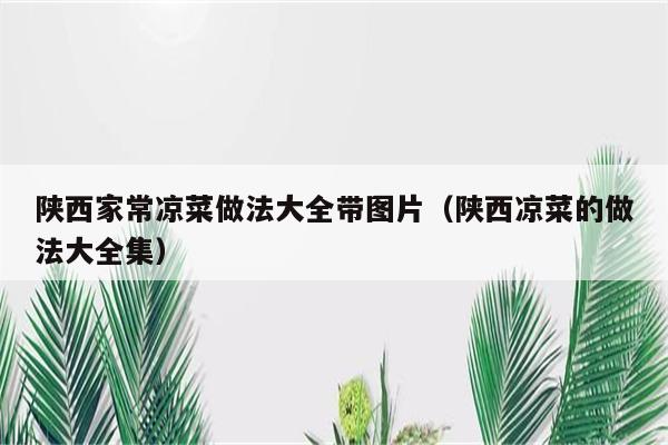 陕西家常凉菜做法大全带图片（陕西凉菜的做法大全集）
