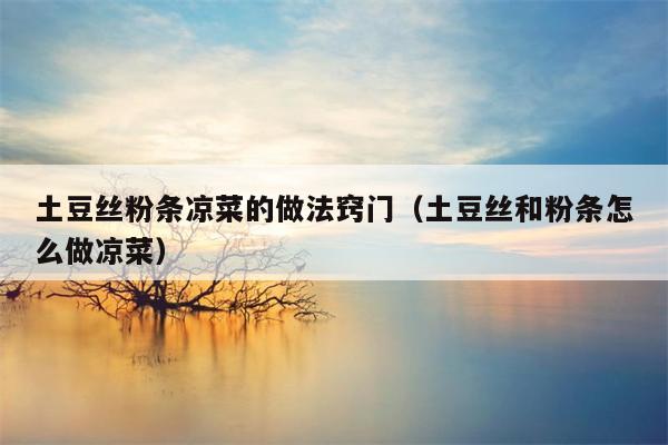 土豆丝粉条凉菜的做法窍门（土豆丝和粉条怎么做凉菜）